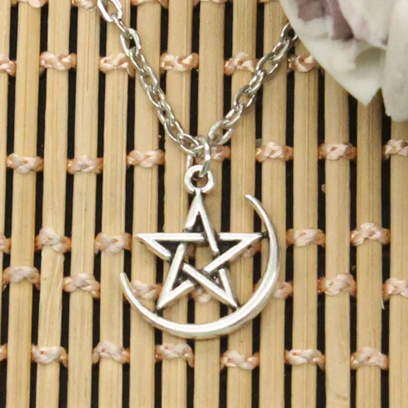 

new fashion star moon Pendants round cross chain short long Mens Womens DIY silver necklace Jewelry Gift