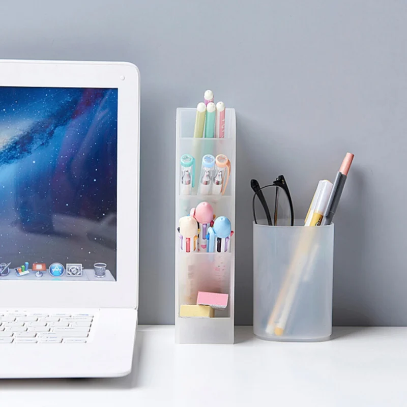 

Japanese Style Pen Holders Organiser Transparent Pen Cosmetic Container Pen Holder Home Office Student Desktop Storage Box