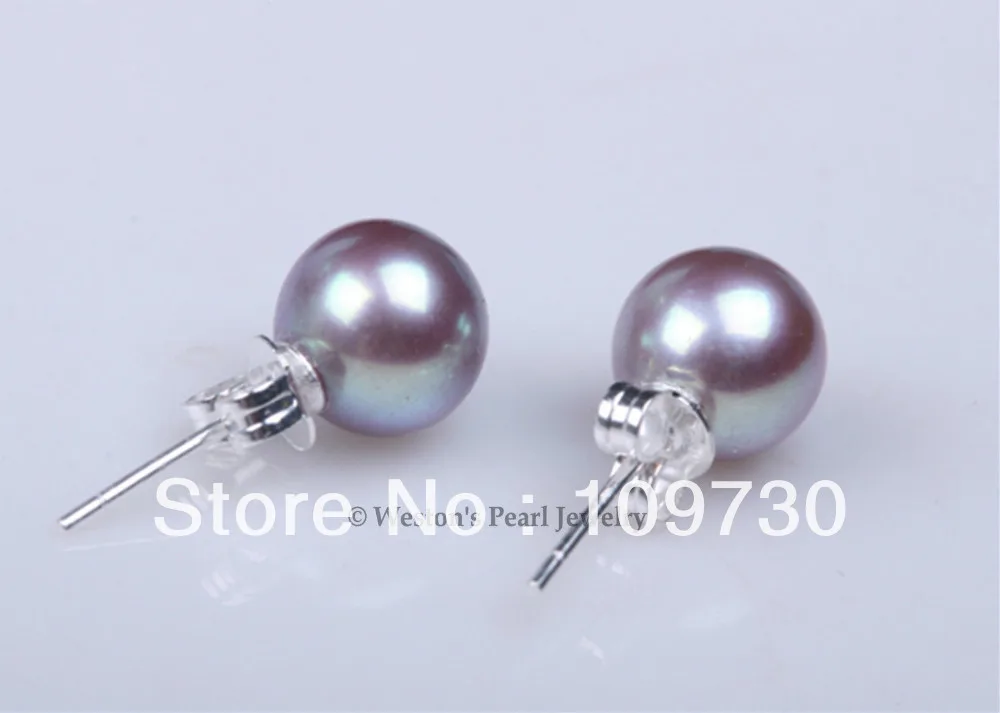 

ry00116 WHOLESALE 10 AAA PURPLE 8MM CULTURED FRESHWATER PEARL STUD EARRING SILVER STICK A0422