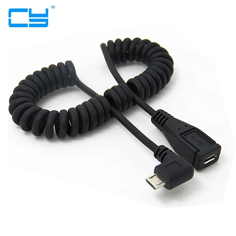 1PCS 90 Degrees Right Angle Micro USB Male to Female M/F Extend