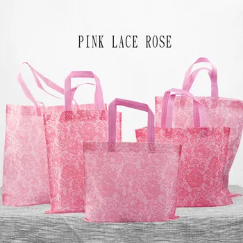 

20pcs/lot Pink/White/Black Non-woven bags Large Gift Bags with Handles Foldable Reusable Shopping Packaging Bags High Quality