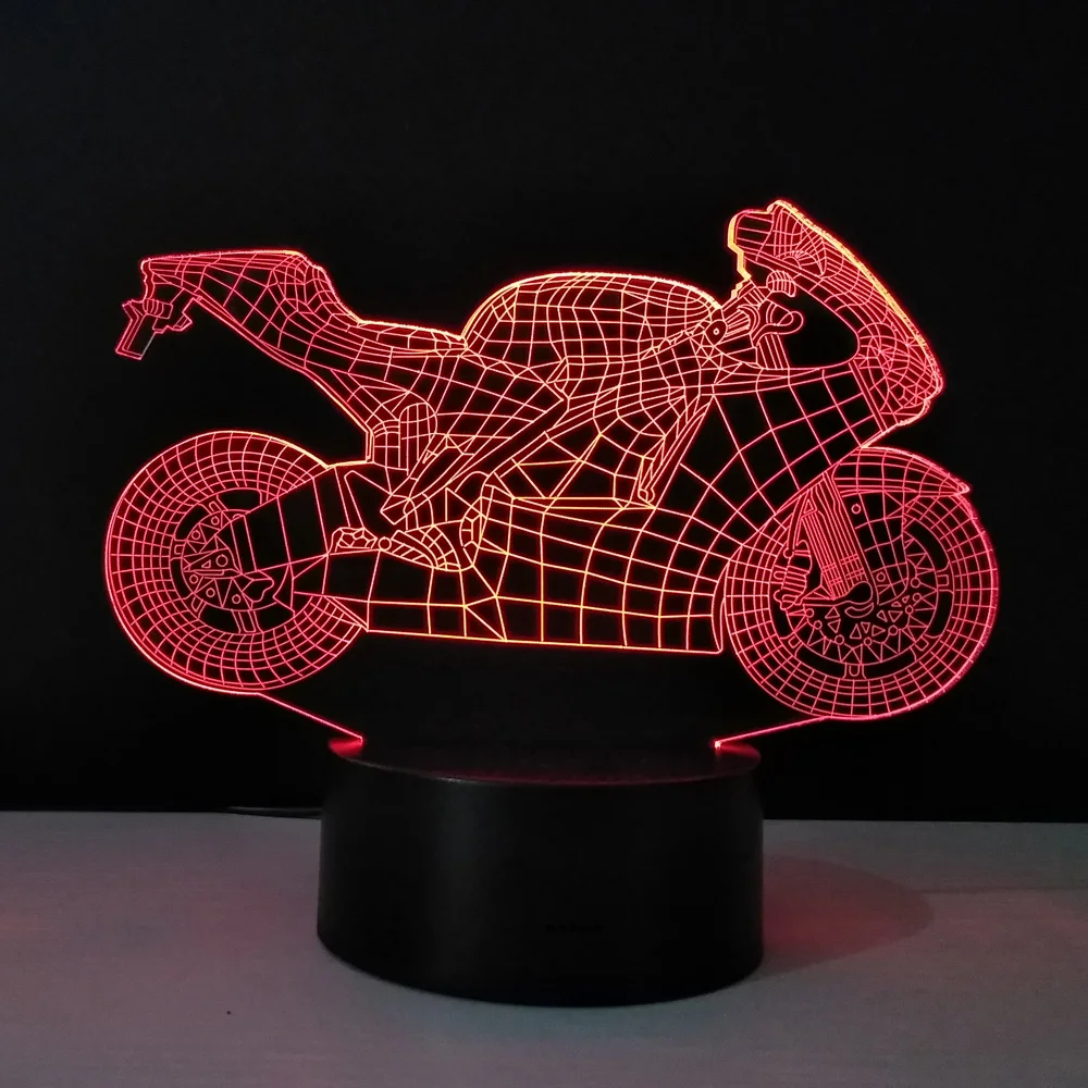 Бесплатная доставка 3D настольная лампа мотоциклетные Ночные светильники led, декоративный Lampara из плексигласа плиты прикроватная ночник