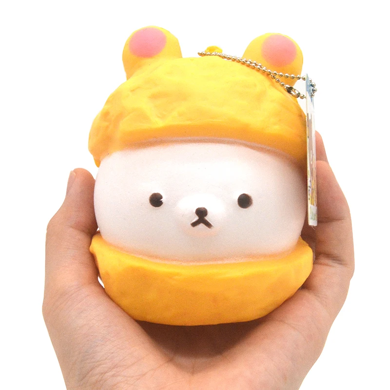 

20PCS/lots Kawaii Jumbo Cap Rilakkuma Squishy Doll Cartoon Bread Scented Ballchain with Tag Kid Toy Wholesale