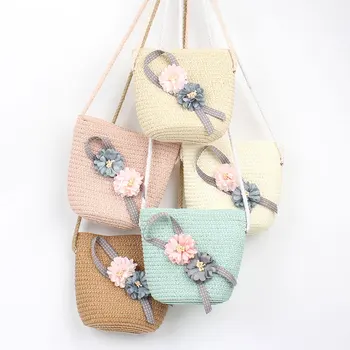 

Kid Girls Straw Bag Summer Boho Handbags For Girls Messenger Bag Flower Crossbody Bag Travel Beach Bag D20