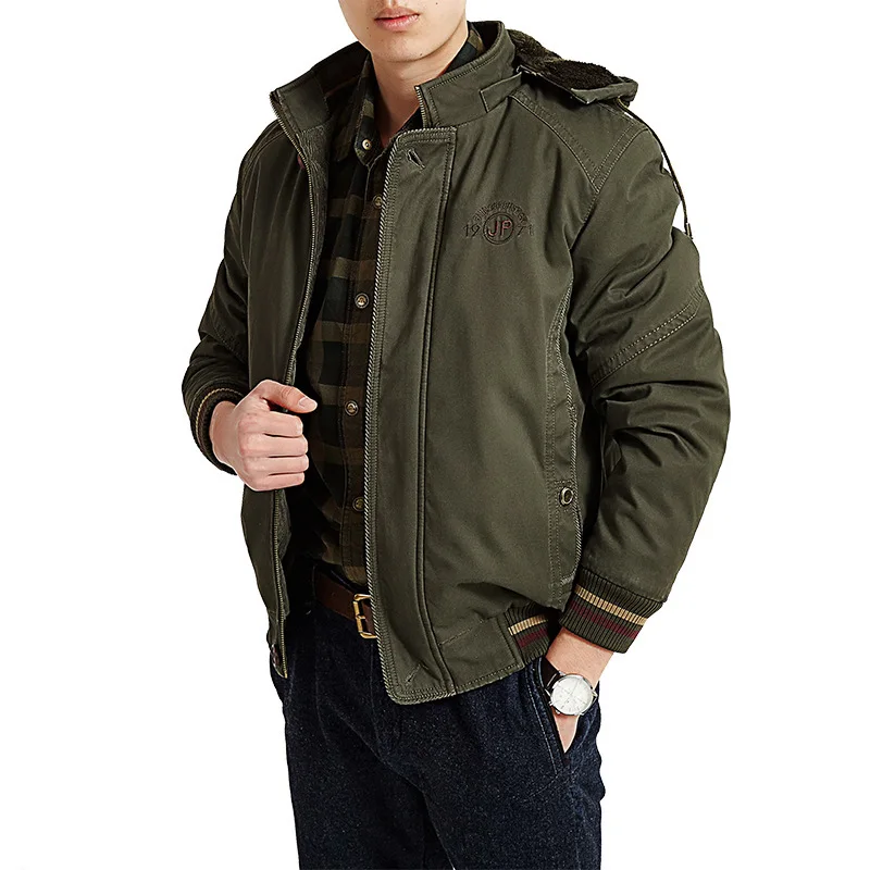 ZHAN DI JI PU бренд размера плюс 3XL 4XL 5XL 6XL 7XL 8XL зимняя куртка теплая флисовая подкладка ветровка верхняя одежда мужские парки 180 - Цвет: GREEN