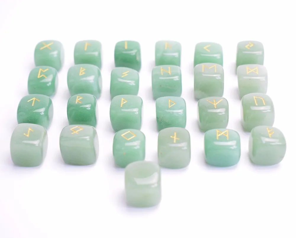 Green Aventurine Rune Stones (6)