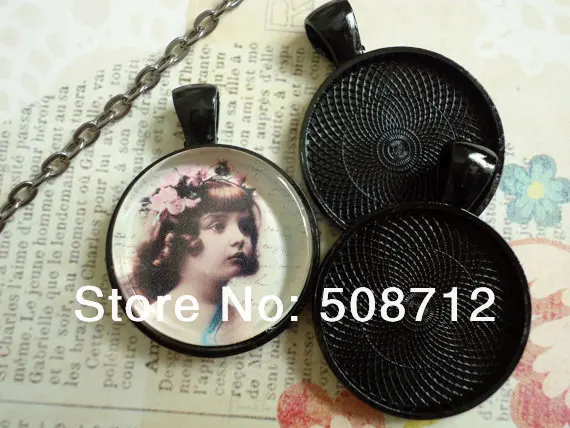 

50pcs - Black Pendant Tray Blanks, Bezels 25mm Round for DIY Pendants 25mm Circles
