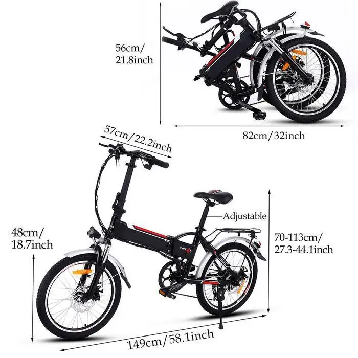 Cheap ANCHEER 20 Inch Electric Bike Folding 7 Speed Electric Mountain Bike Cycling Bicycle 250W High Speed Brushless Gear Motors Ebike 13