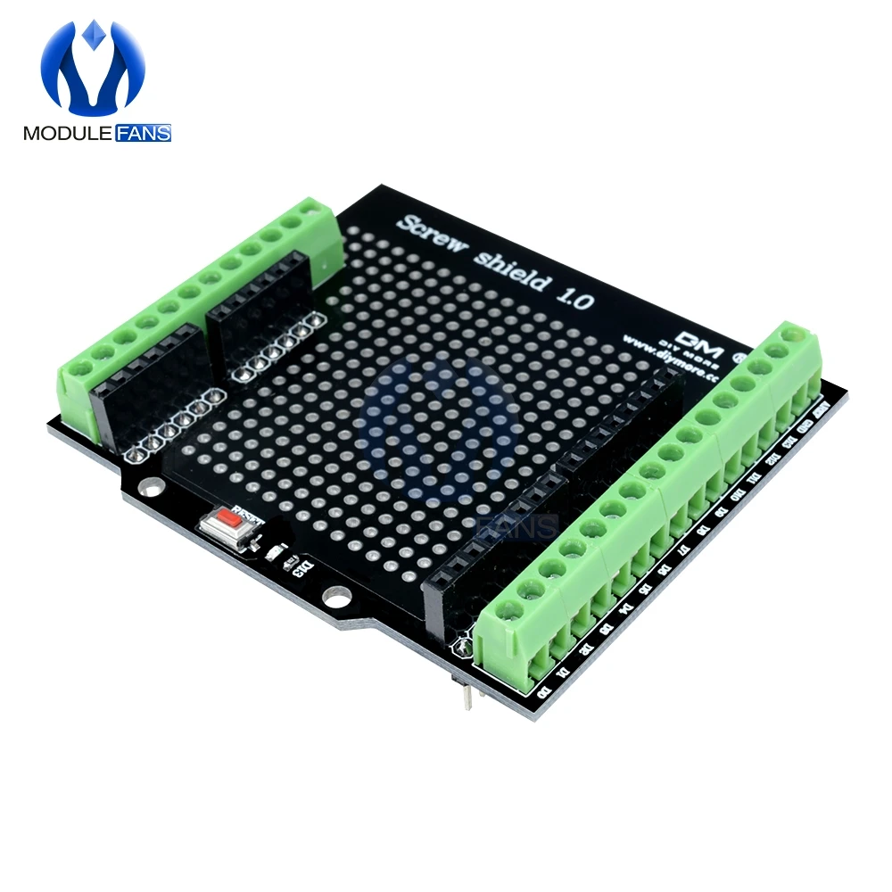 

Proto Screw Shield for Arduino Open Source Reset Button D13 LED NEW For Breadboard 3.81 Terminal Double-sided PCB SMT Solder DIY
