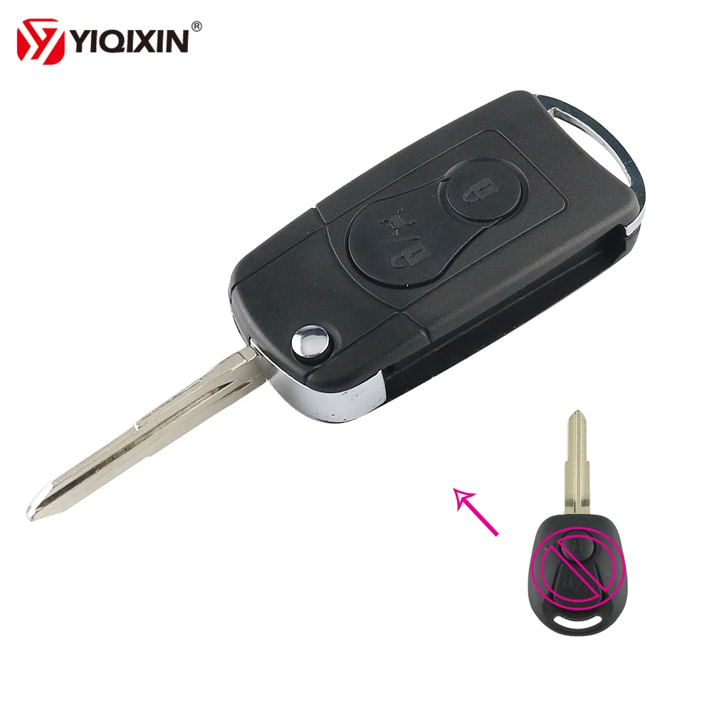 YIQIXIN 2 Buttons Modified Flip Floding Remote Car Key Shell Cover Fob For Ssangyong Actyon SUV Kyron Rexton Car Styling