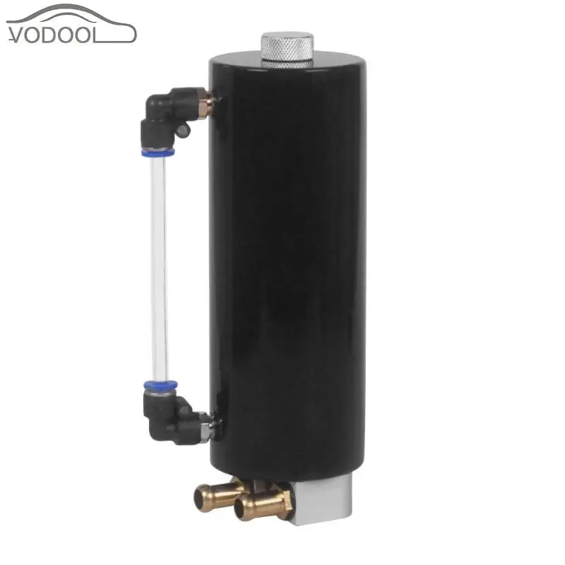 

VODOOL Universal CNC Aluminum Racing Engine Oil Catch Reservoir Tank Turbo Oil Catch Round Can with Hose Indicator
