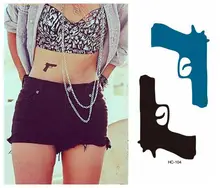 Waterproof Temporary Tattoo Sticker on body sexy pistol gun tattoo water transfer flash tattoo fake tattoo for boy girl women