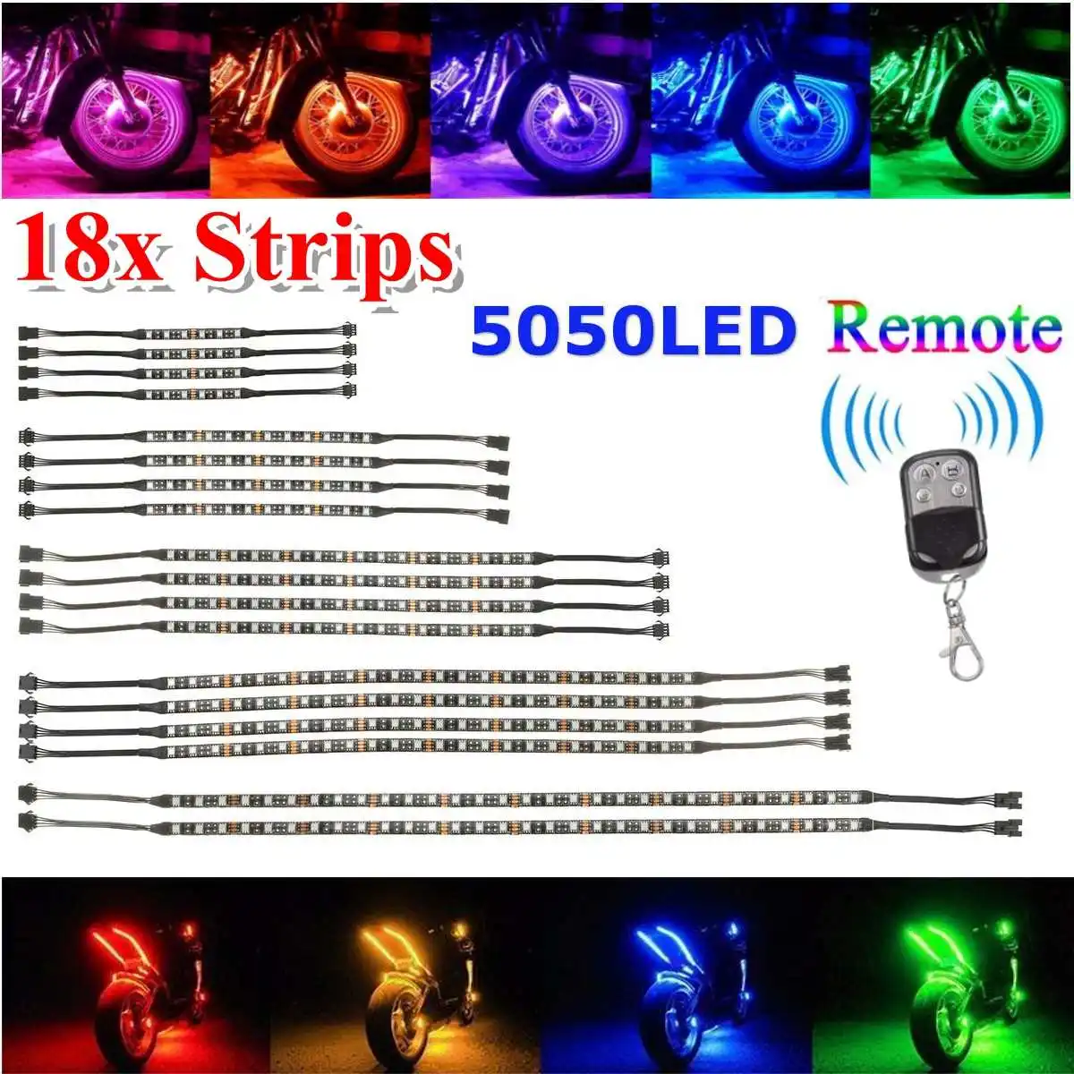 US $11.03 181284 pcs RGB LED Car Motorcycle Frame Glow Lights Flexible Neon Strips Kit 5050SMD Motorcycle Strip Decorative Lamp Light