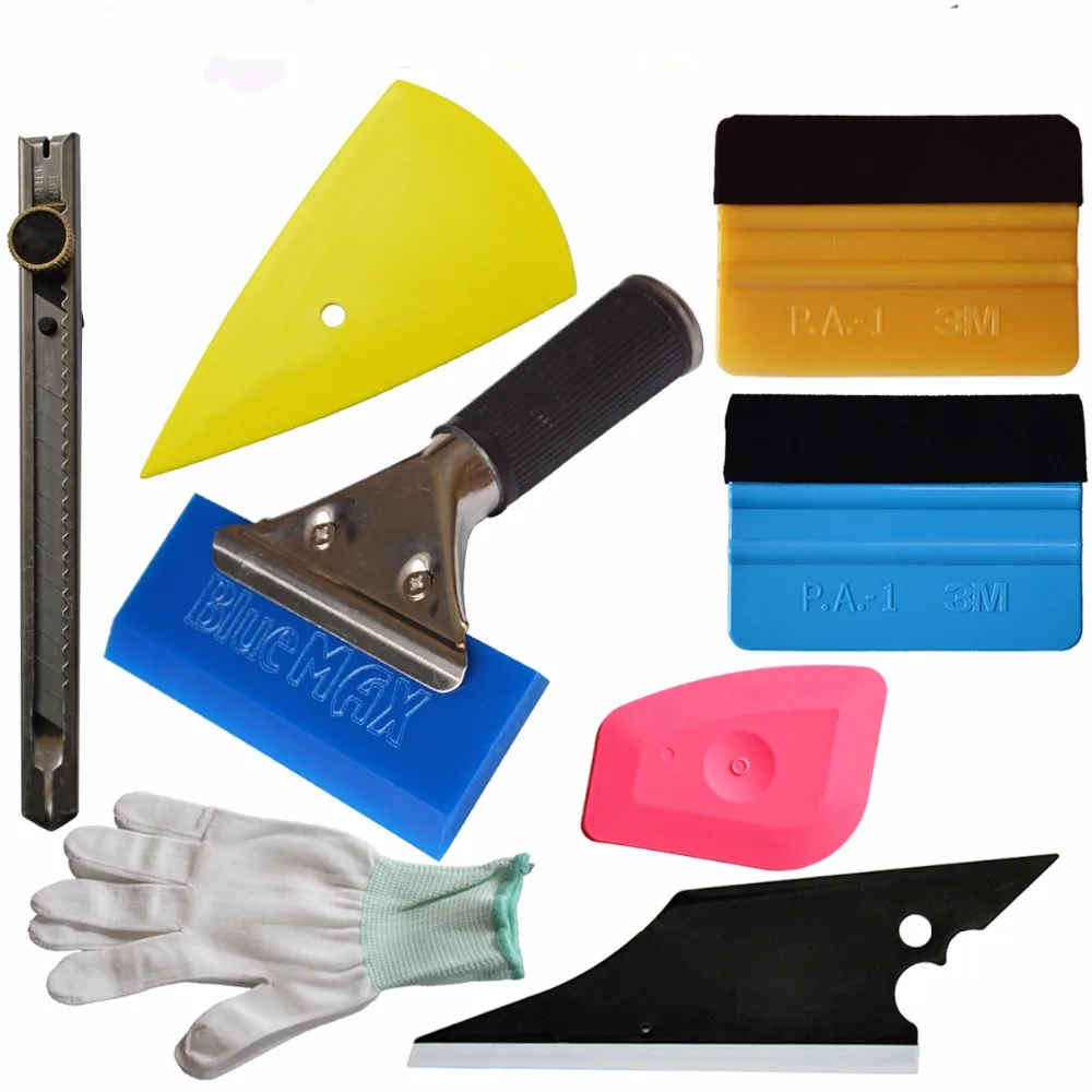 EHDIS 8 In 1 Vinyl Tool Kits Bluemax Handle Rubber Window Squeegee 3M
