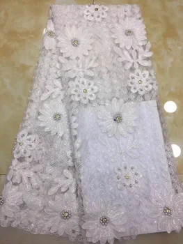 5 Yards African Material Lace Flowers Chiffon Material French Net Lace Fabric, 3D Applique Wedding Dresses Lace 5 Yards African Material Lace Flowers Chiffon Material French Net Lace Fabric, 3D Applique Wedding Dresses Lace