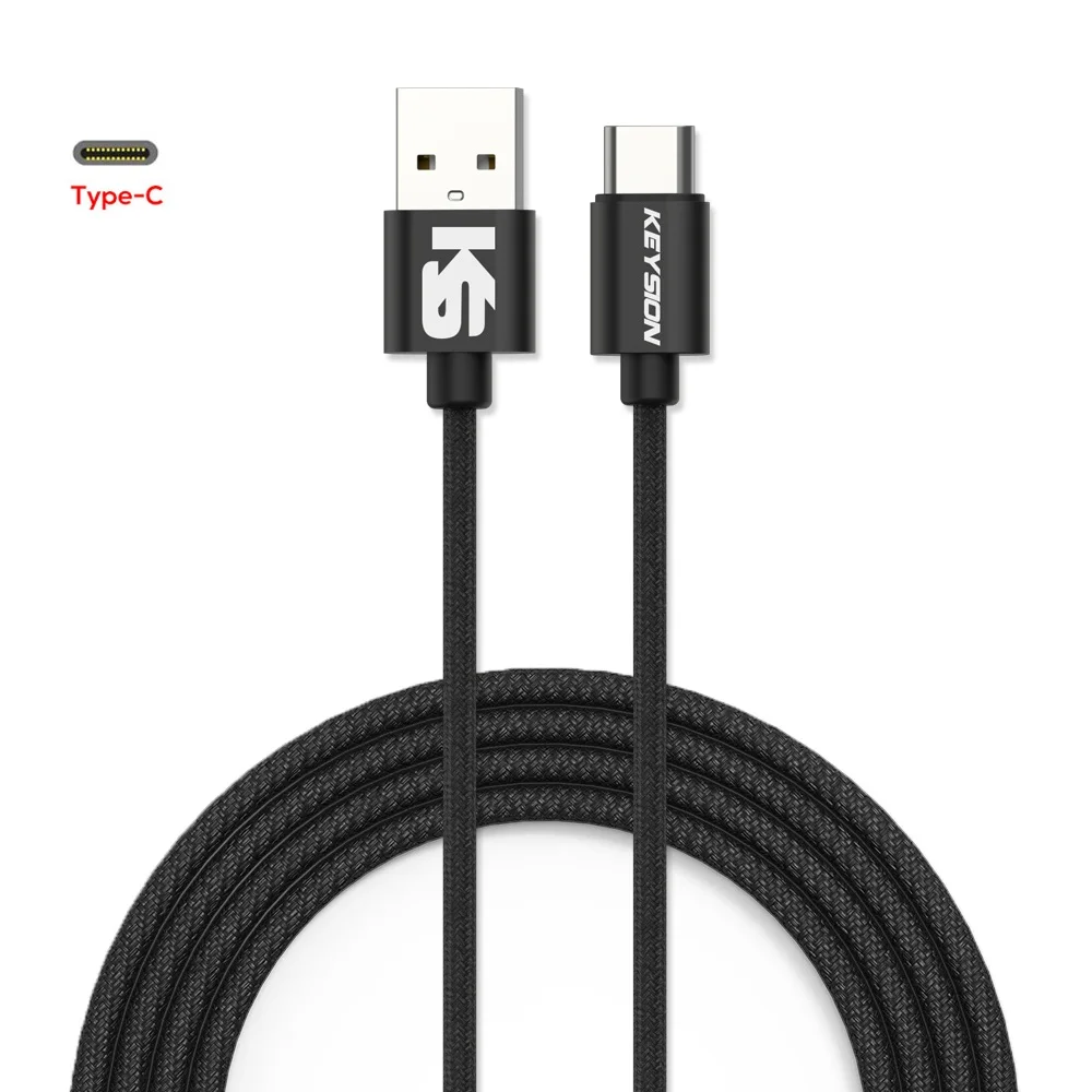 KEYSION usb type-C кабель для Xiaomi Redmi Note 7 mi9 USB кабель для samsung S9 провод для быстрого заряда USB-C шнур для зарядки мобильного телефона - Цвет: Черный