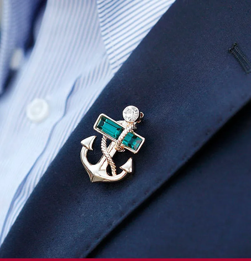 

Man Anchor Brooch Lapel Pins For Men Pirates Metal Broche Fashion Jewelry Alloy Suit Shirt Collar Clips For Women CY053