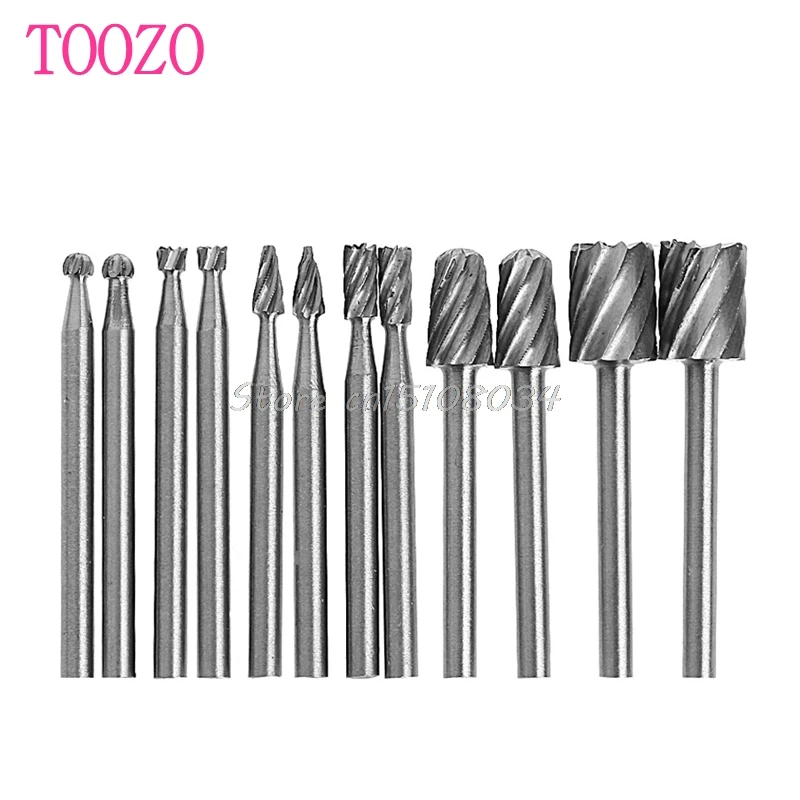 

12Pcs/Set 1/8 Inch Shank HSS Rotary Burr File Set Milling Drill Cutter Router Bit #S018Y# High Quality