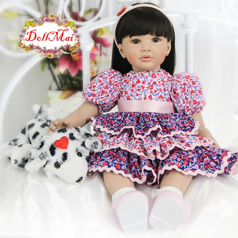 DollMai 24 &quot/60 см bebe кукла принцесса для маленьких девочек силиконовые куклы игрушки