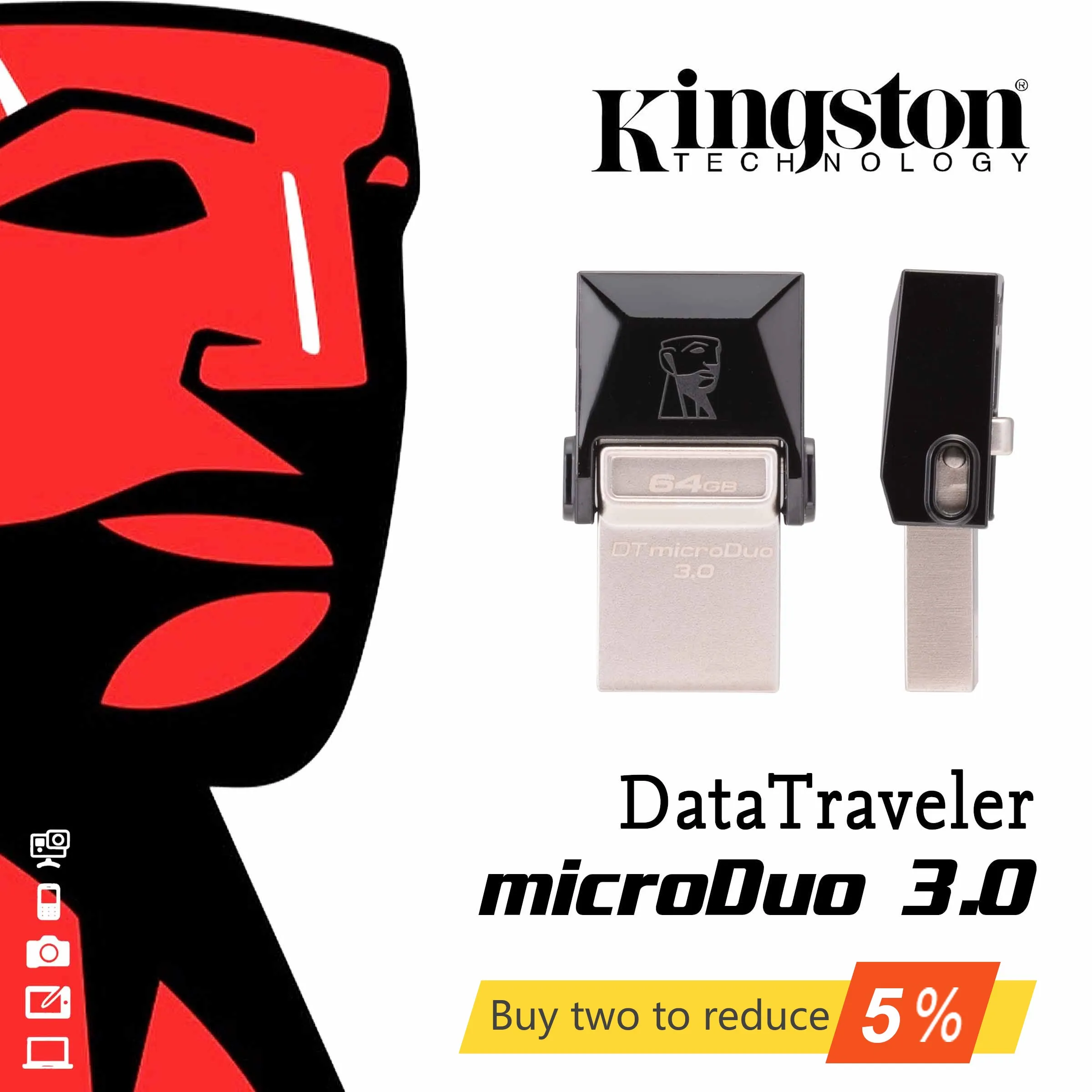 

Kingston OTG Mini USB disk USB 3.0 DataTraveler microDuo 3.0 Flash Disk smart phone U disk 16GB/32GB/64GB