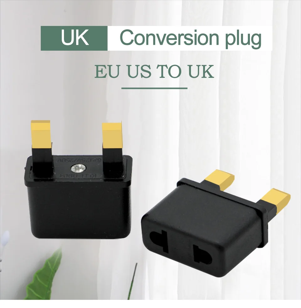 Universal EU US to UK AC Power Socket Plug Travel Wall Charger Outlet Adapter Converter 2 Socket Input Pin For Phone Charging (1)