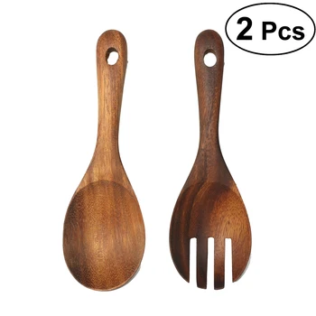 

2PCS Rice Spoons Handmade Natural Rustic Nontoxic Wooden Spoon Set Soup Dinner Salad Pasta Dessert Serving Cooking Tools Kitchen