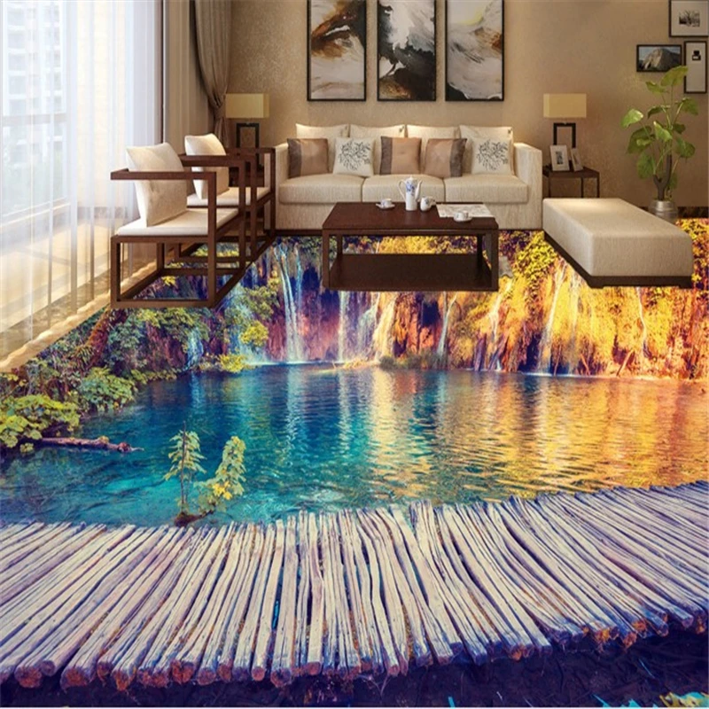 Personalized-custom-flooring-3D-outdoor-beautiful-wooden-bridge-floor-tiles-three-dimensional-background-painting-thick-waterpro