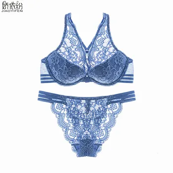 

JYF Sexy cozy lace bra set embroidery flowers underwear sexy girl breathable bra ultra thin lingerie French bra & brief sets