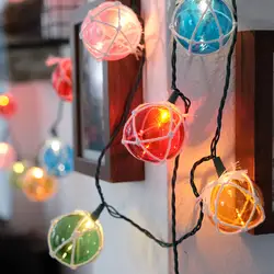 5 м 20 светодиодных многоцветных круглых шаровых струн, ватные Шаровые струнные огни, праздничный Сказочный свет для Рождественский