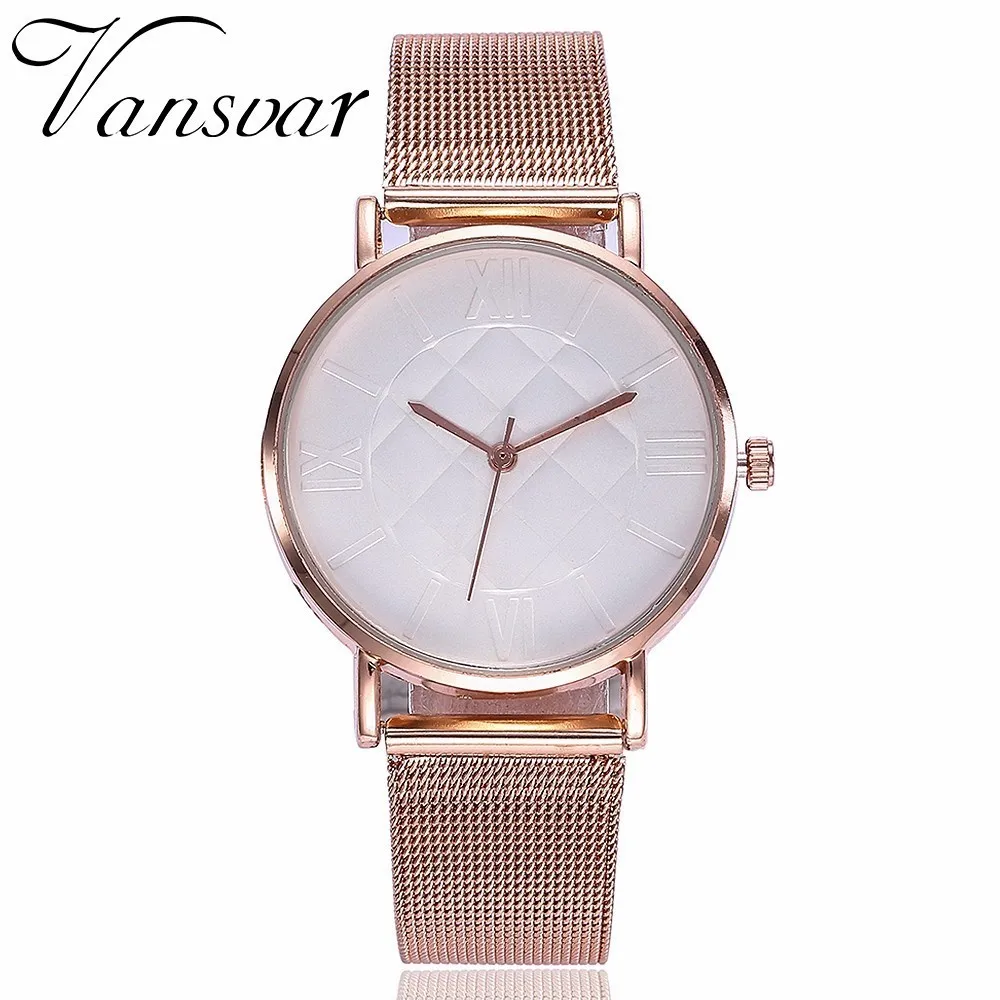 

Fashion Women Rose Gold Steel Mesh Belt Wristwatches Casual Ladies Quartz Watch Vansvar Brand Relogio Feminino Dropshipping Hot