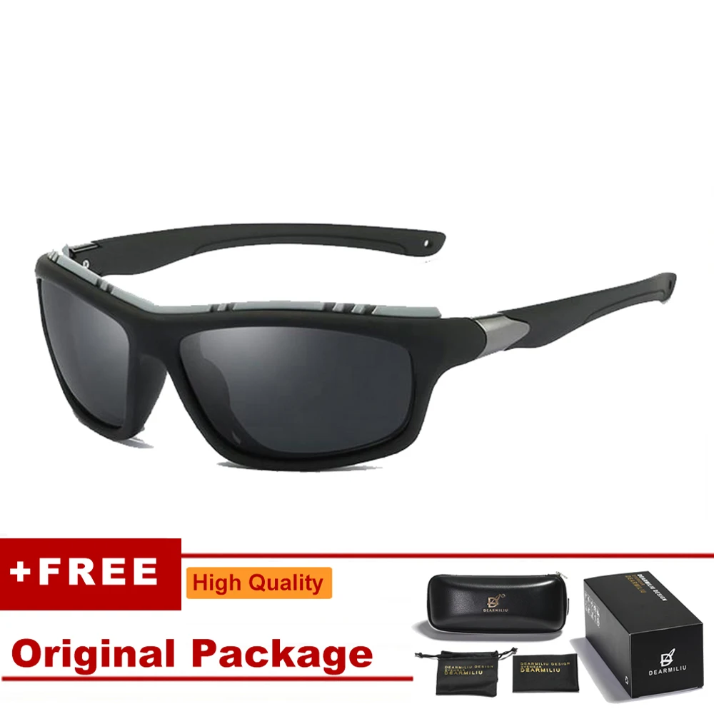 DEARMILIU брендовые поляризованные солнцезащитные очки для мужчин, с зеркальным покрытием Goggle вождения усиленный свет очки ночного видения для мужчин s/женщин - Цвет линз: Black