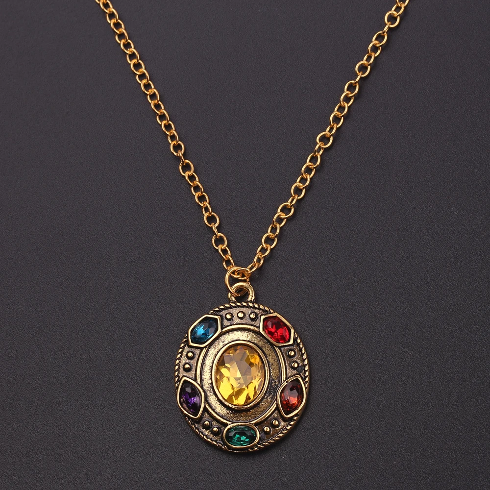 Мстители 4 ожерелье s бесконечный камень танос ожерелье 6 хрустальных камней кулон чокер для мужчин женщин Винтаж чокер ювелирные изделия