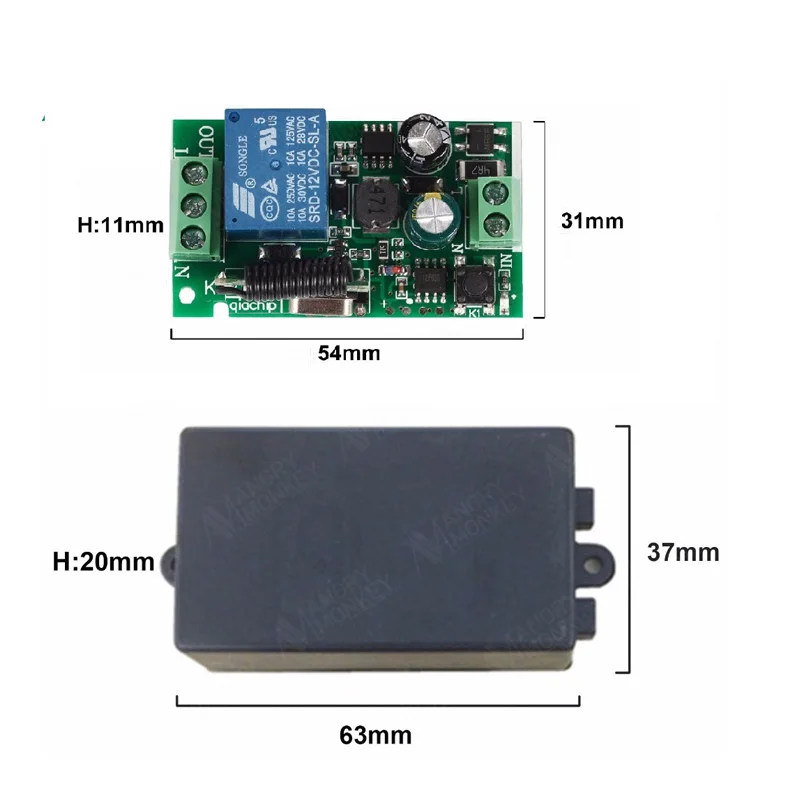 433MHz Universal Wireless Remote Control AC 110V 220V 1 Channel Relay Receiver Module 4 Button Remote Control RF Wireless Switch 433MHz Universal Wireless Remote Control AC 110V 220V 1 Channel Relay Receiver Module 4 Button Remote Control RF Wireless Switch