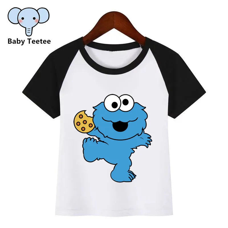 Забавная одежда с принтом «Улица Сезам», «печенья», «монстры»; детская летняя футболка; модная детская одежда; футболка; детская футболка с рисунком - Цвет: C108A