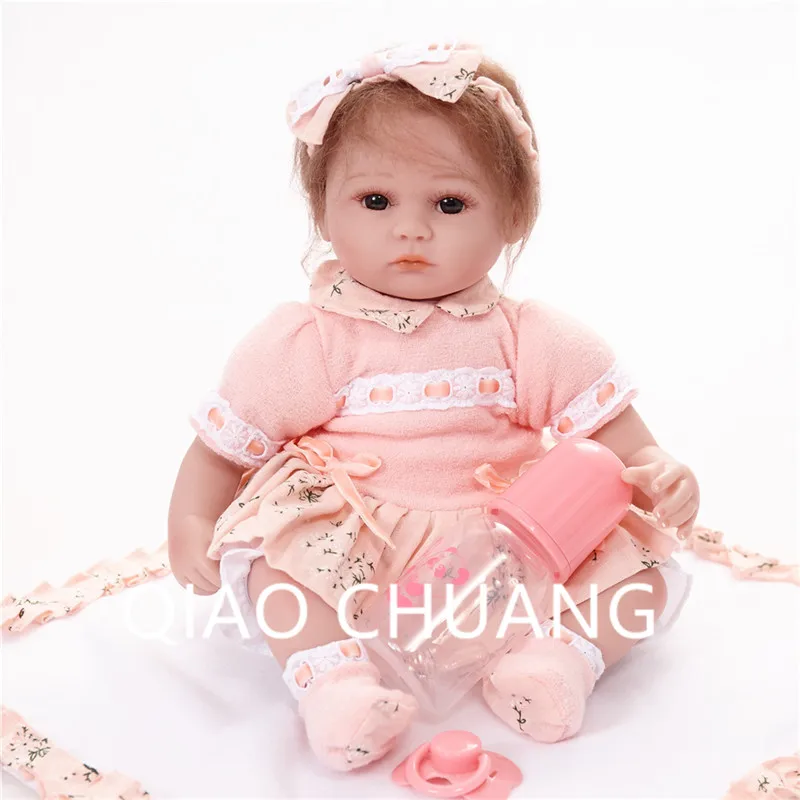 

Creative Brown Wigs Beautiful American Girl Simulation Rebirth Doll Dress Up PVC Action Figure Collection Children Toy G667