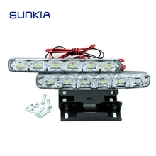2pcs/lot XYC Day Light Super White 6 LED Universal Car Light Daytime Running Auto Lamp DRL Auxiliary Light In The Day