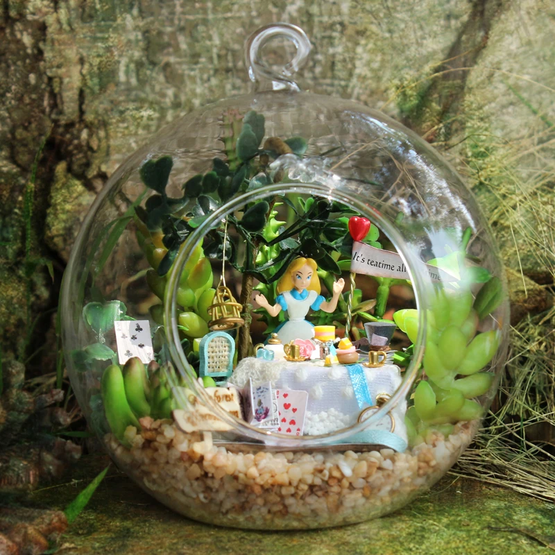 DIY Doll House Miniature Dollhouse 3D Handmade Casa Model Toys For Children Glass Ball Hemp Rope Christmas Gift Toys B011#E