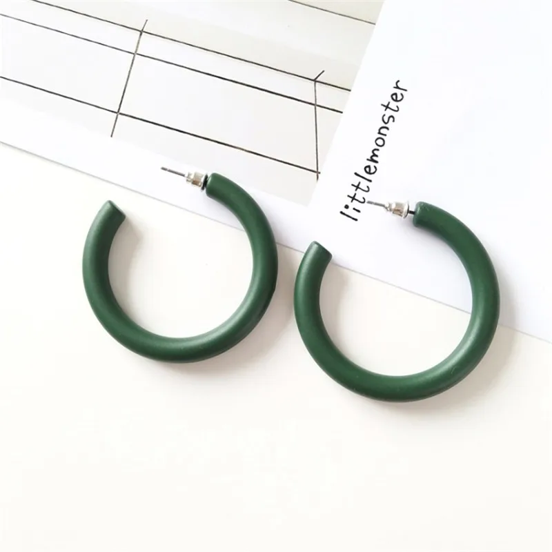 Горячая Красочные полимерные серьги-кольца для женщин ювелирные изделия - Окраска металла: Green earring
