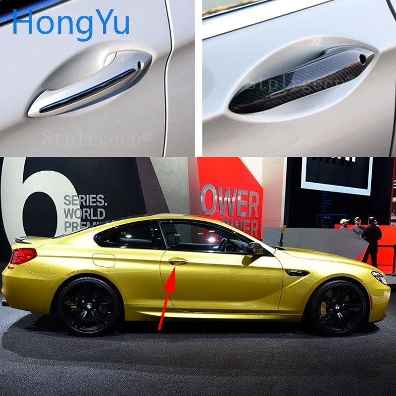 

for BMW M6 F06 F12 F13 2013 2014 Auto Exterior Carbon Fiber Made Door Handle Cover Sticker Decorations Overlay Trim