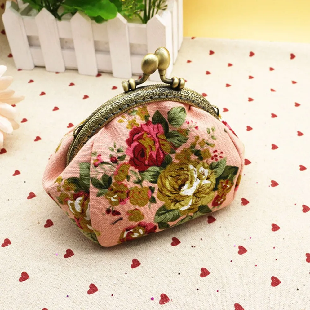 

Splendid Fashion New Polyester Women Lady Retro Vintage Flower Small Wallet Hasp Purse Clutch Bag For Women Girl