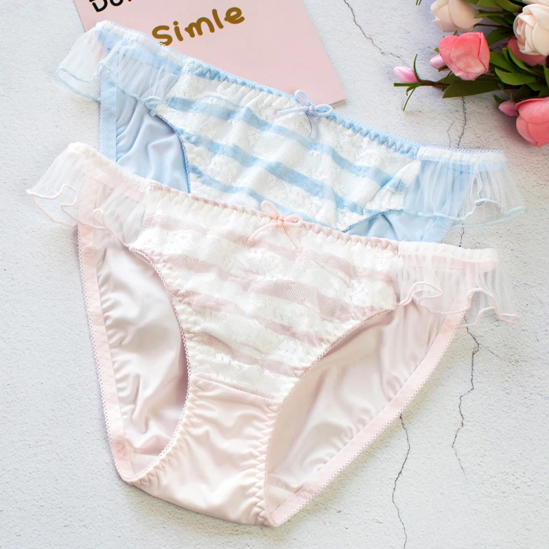 new Japanese milk silk woman delicate lace jacquard stripe pleated mesh yarn flash low waist