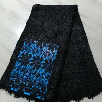 

2019 Latest Black African Guipure Lace Fabric 100% Cotton Embroidery Nigerian Net Lace For Dress 5Yards/Lot Free Shipping A2271