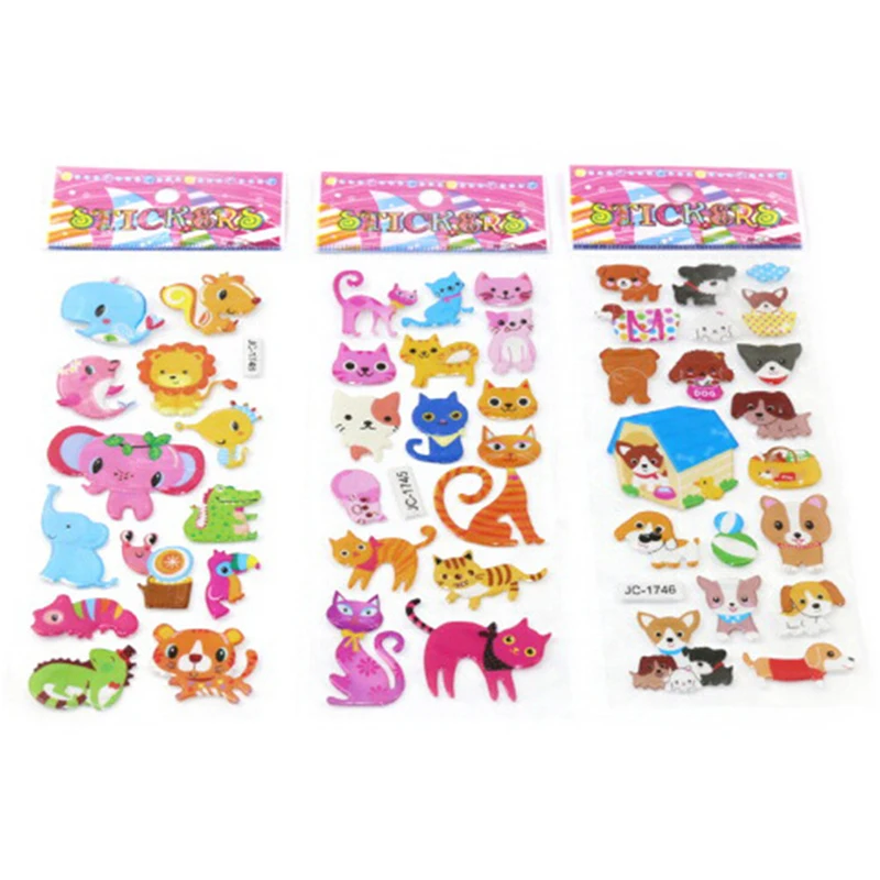 5 Sheets 3D Cartoon Animal PVC Bubble Puffy Stickers Kids Girl Boy Dinosaurs Classic Toys School Teacher Reward | Игрушки и хобби