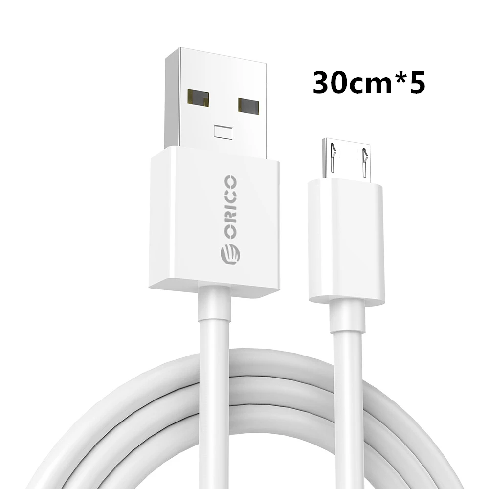 ORICO Micro USB 2,0 зарядный usb-кабель для зарядки смартфонов 30 см* 5-черный/белый для redmi k20 pro - Цвет: Белый