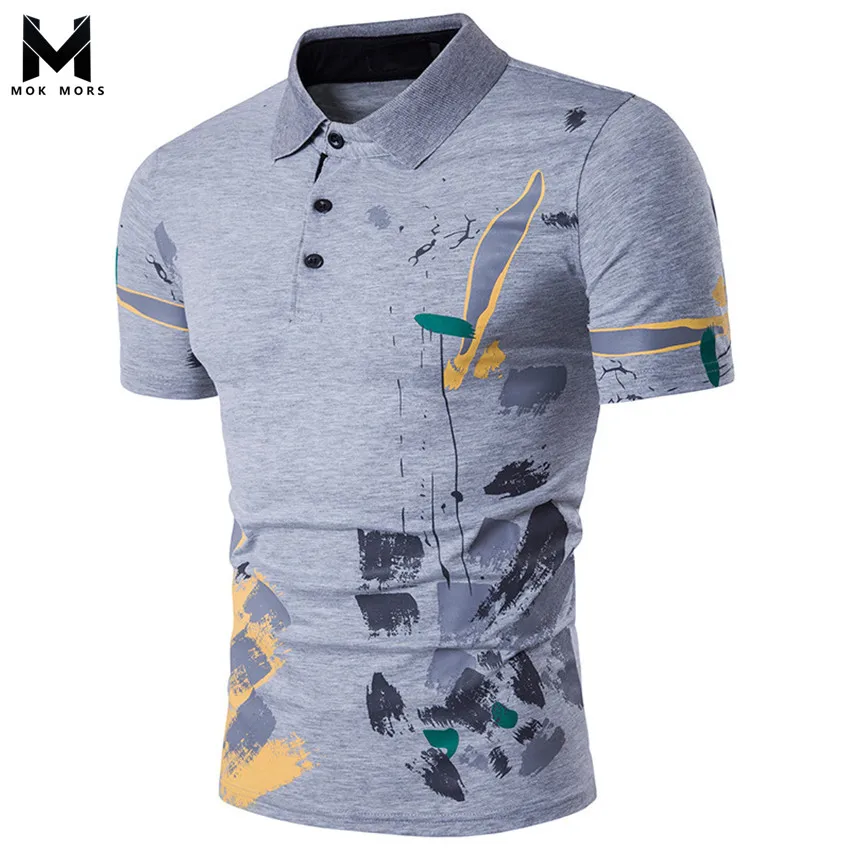 

2018 Summer Men's New Personality Floral Print Slim Mens Polo Shirts Casual Breathable Cotton Brand Men Polo Shirt Short Sleeve