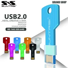 Suntrsi usb флеш-накопитель 64 ГБ USB 2,0 флеш-накопитель 32 ГБ 16 ГБ 8 ГБ 4 ГБ Флешка водонепроницаемый металлический ключ карта памяти