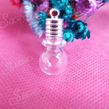 

20ps/lot-- 6mm opeing diam round globe glass wising bottle rice vial + rubber+cap( need glue)