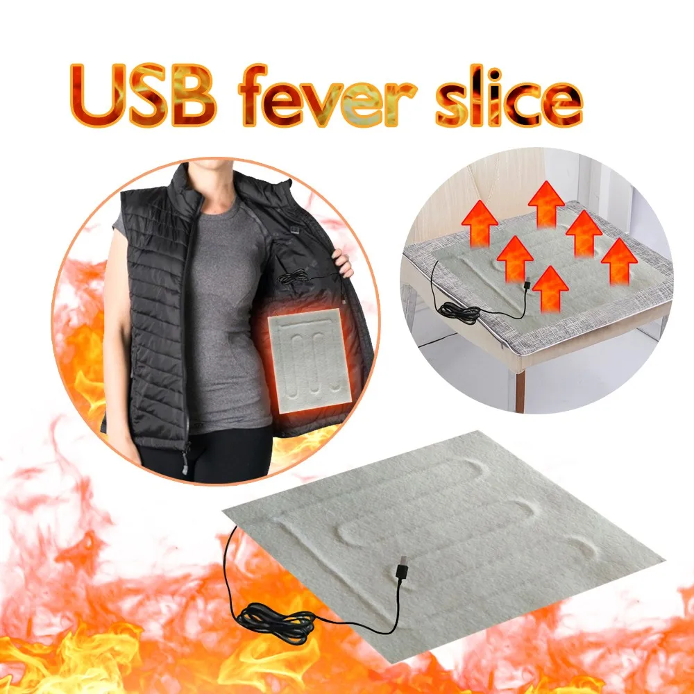 5V USB Electric Heating Pad Hand Warmer Clothes Heated Jacket Outdoor