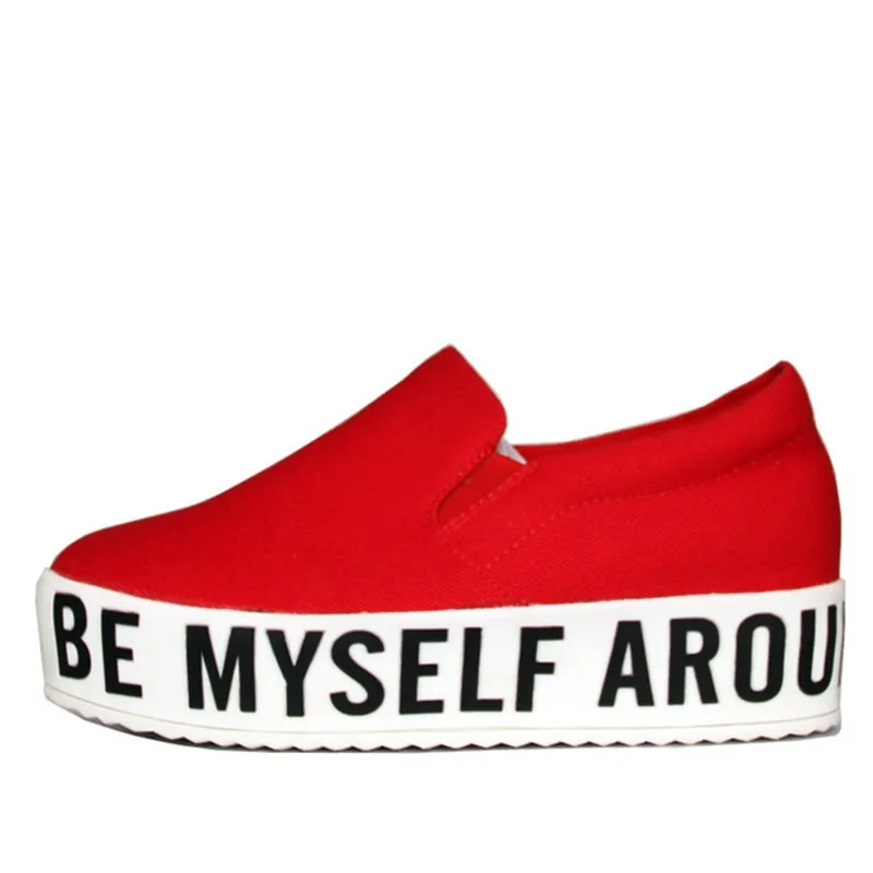 Appartements Chaussures Femmes Plate forme 2018 Casual blanc Mocassins Toile rouge Creepers Femme Sur 42 Taille Pour Noir Mode Les Feiyitu 34 Slip De vwc56Xnqw7