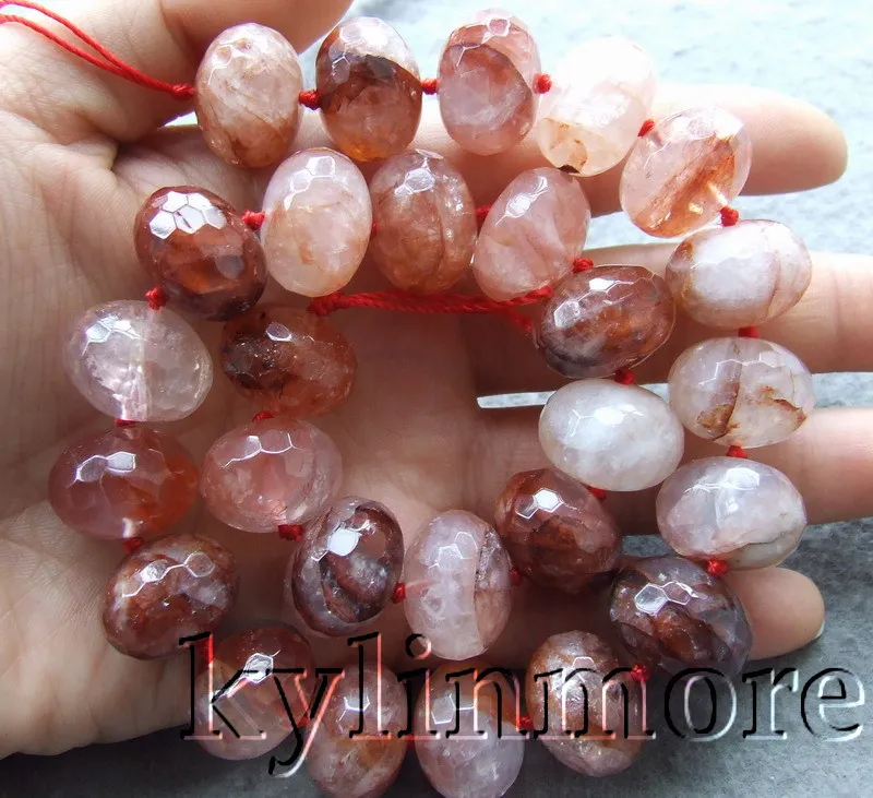 

Natural Rutilated Quartz 13x17mm 15.5" Rondelle beads
